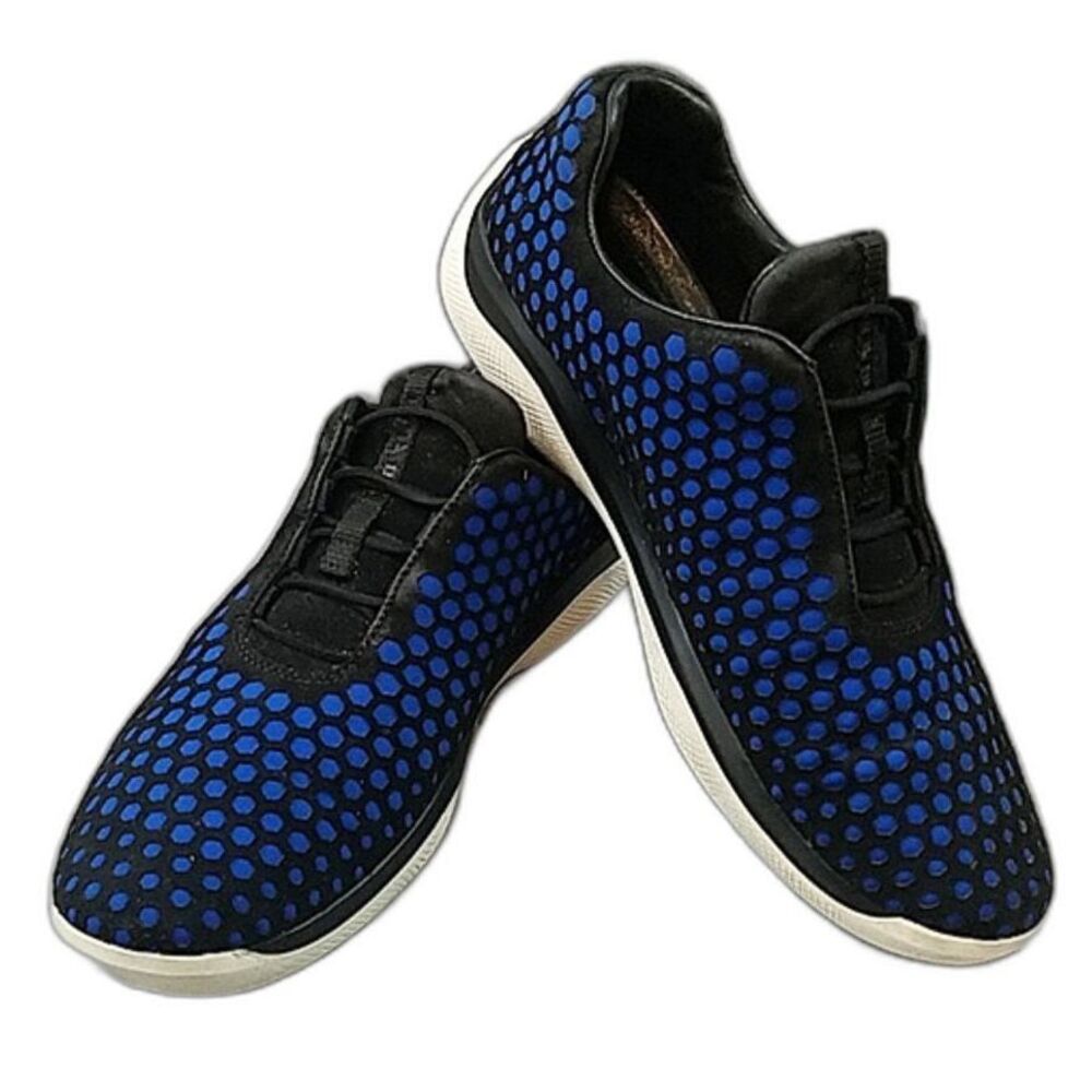 Prada Sport Suede Laser Cut Trainer Sneakers, (3e 6267) Blue Black Women's sz 39
